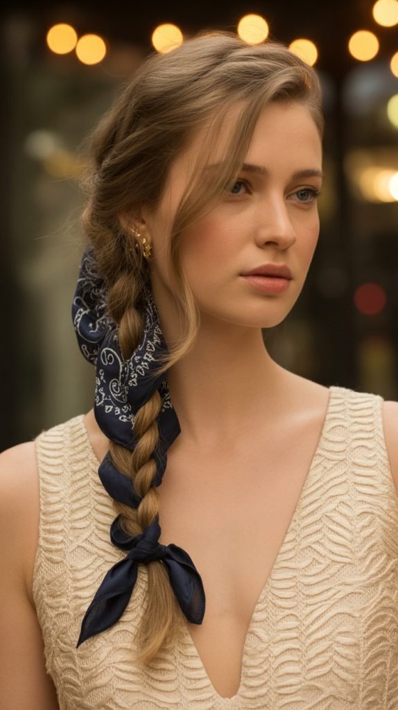  Bandana-Braided Side Swept Updo