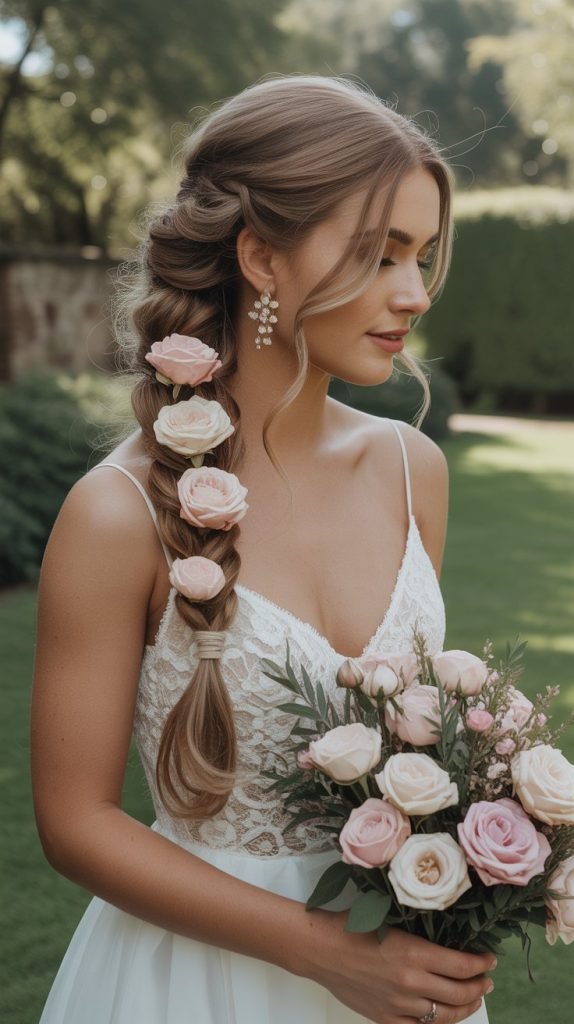  Romantic Flower Braid Half-Up