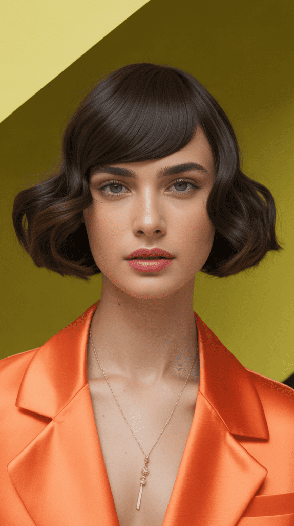 Inverted Bob with Asymmetrical Curtain Bangs