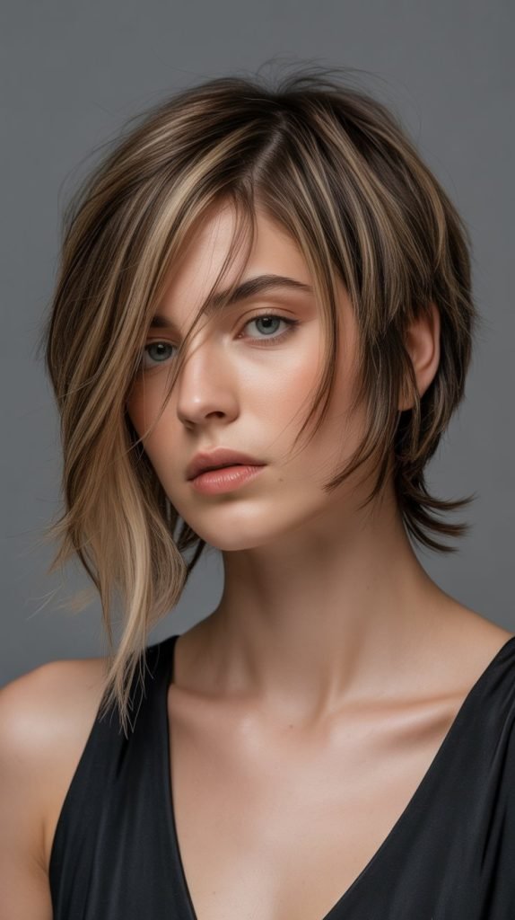 Asymmetrical Shag with Side Part