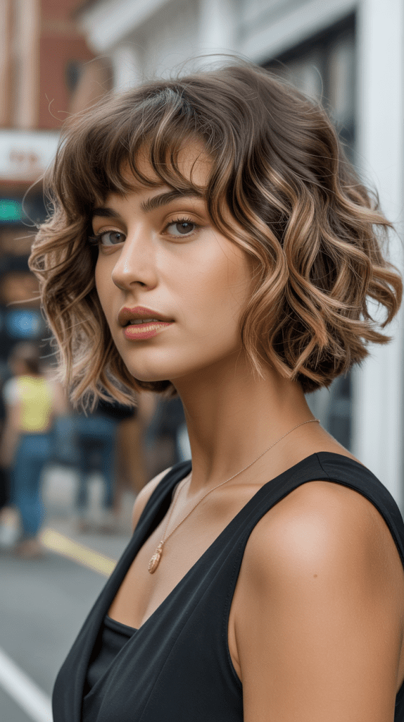 Wavy Bob with Modern Bangs