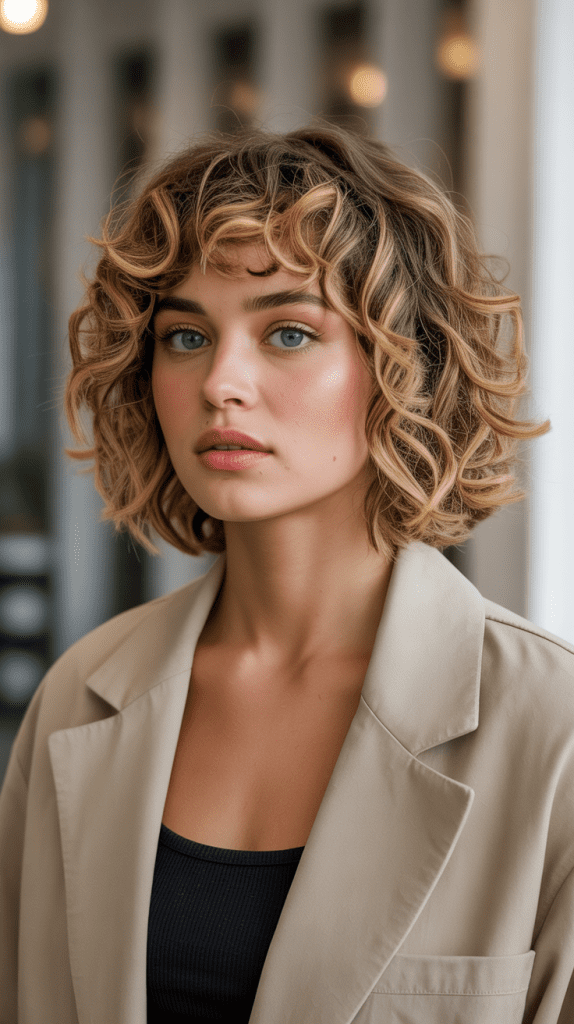 French Bob with Honey Highlights