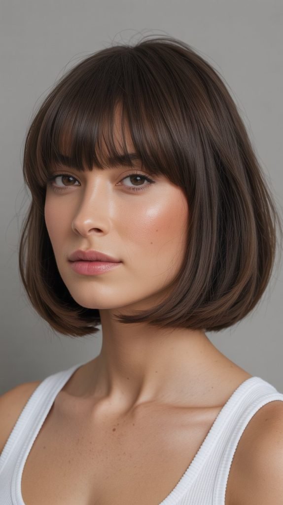 Stacked Inverted Bob with Bangs