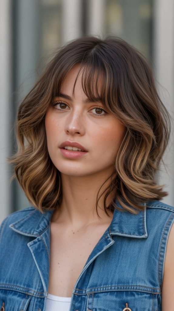 Curtain Bangs with Medium Layers