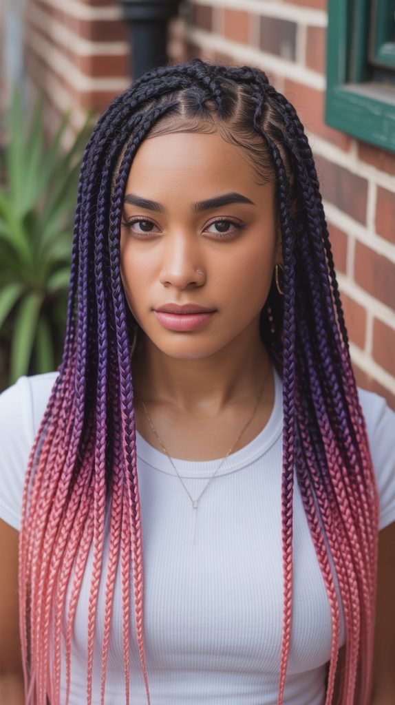 Side Part with Ombre Braiding Hair