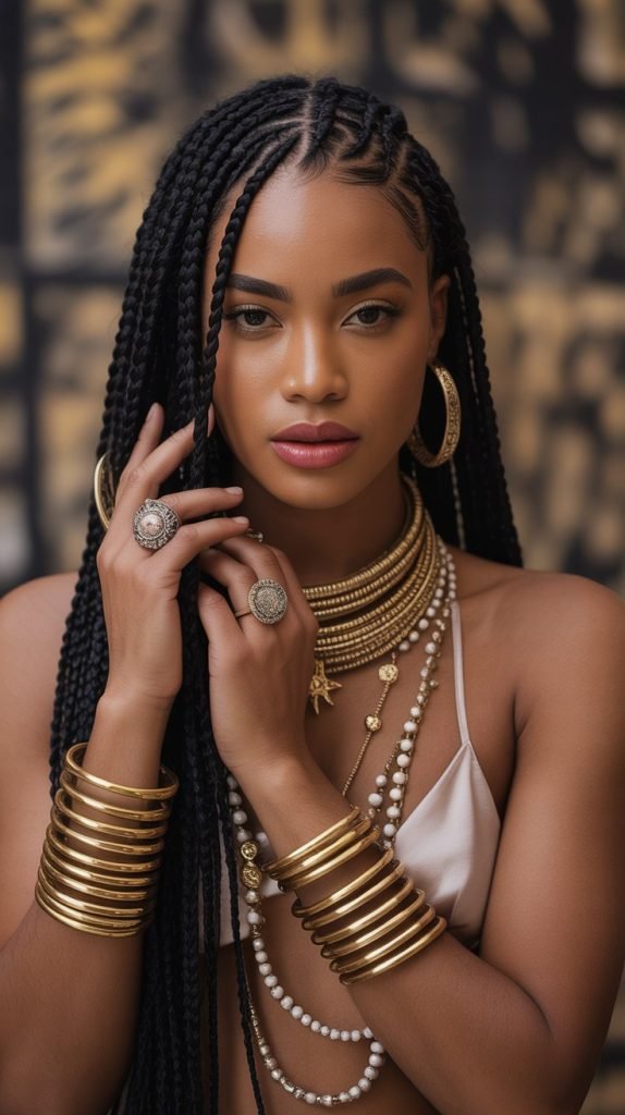  Deep Side Part with Gold Accessories