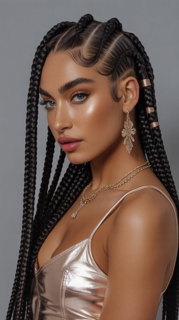 Side Part with Metallic Accents