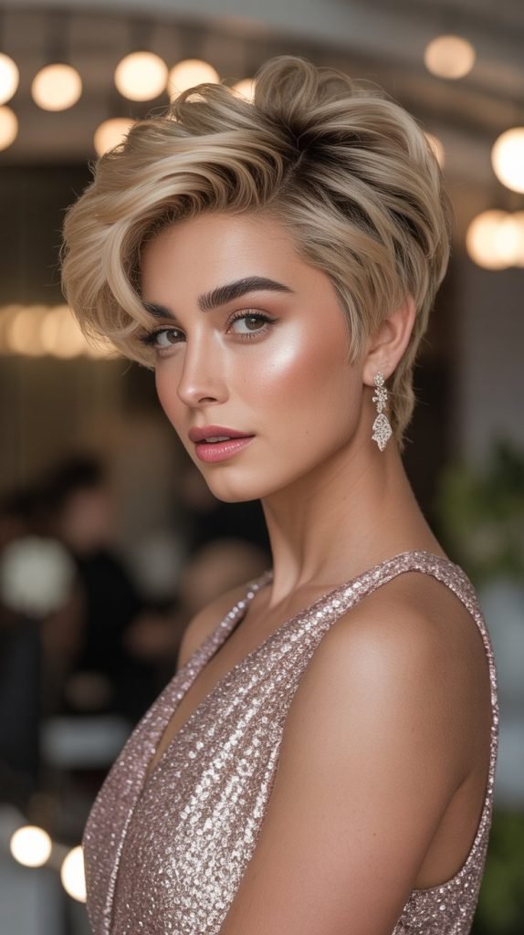 Voluminous Pixie with Side Sweep