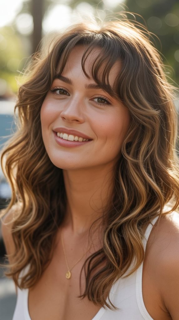 Face-Framing Layers with Curtain Bangs