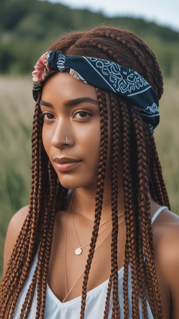 Braided Crown with Bandana Accent