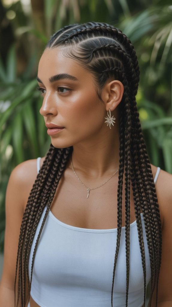 Side Part with Waterfall Braid Detail