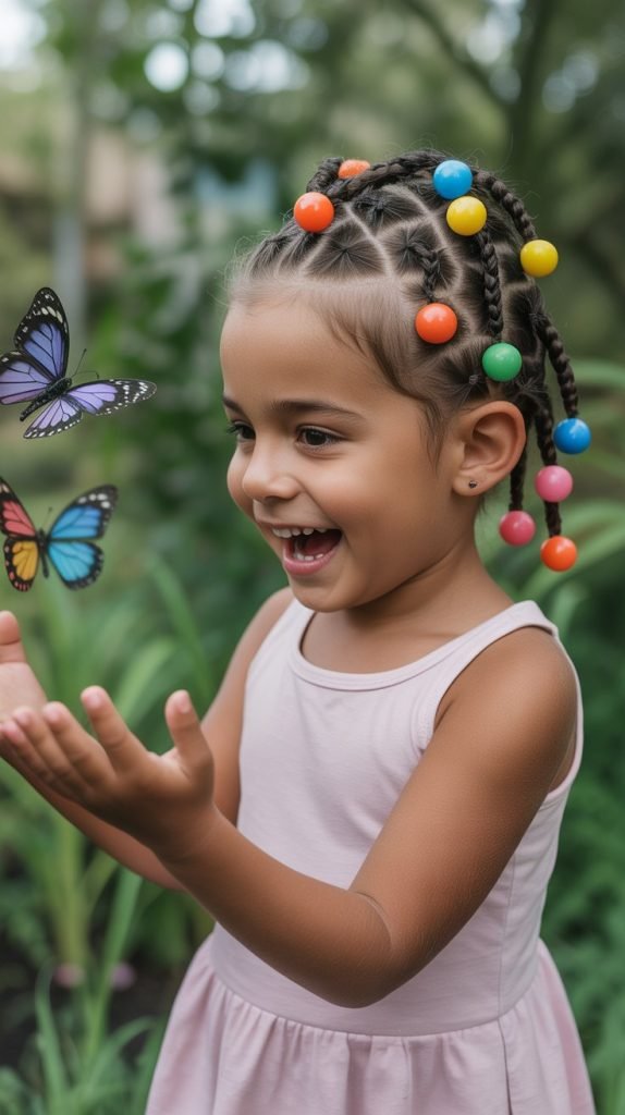 Mini Braids with Rainbow Beads