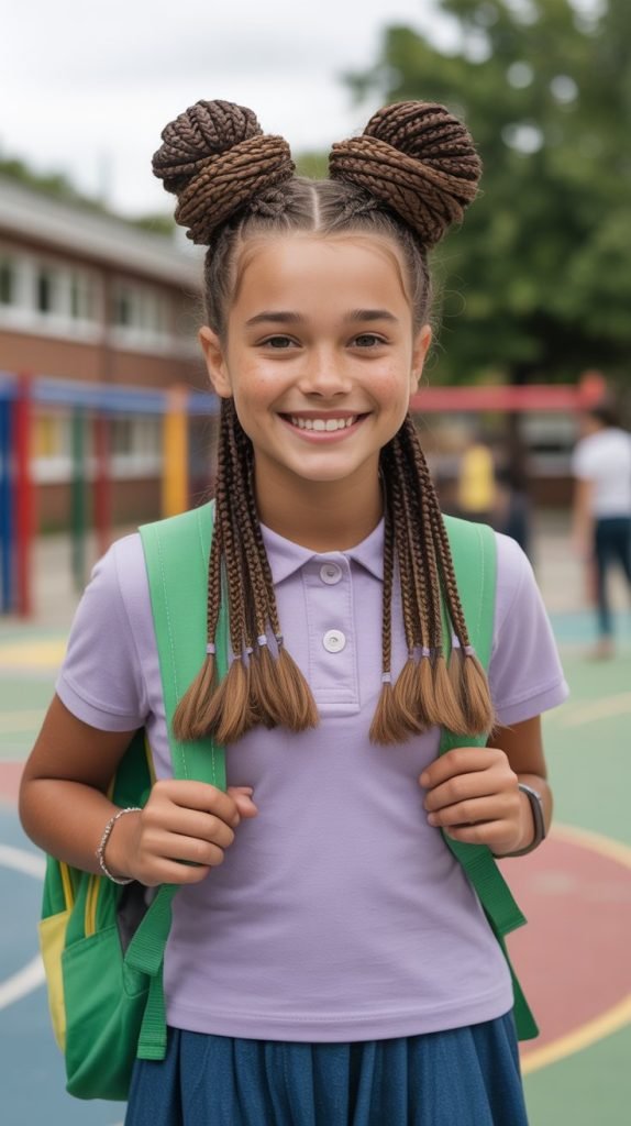 Space Buns with Box Braids