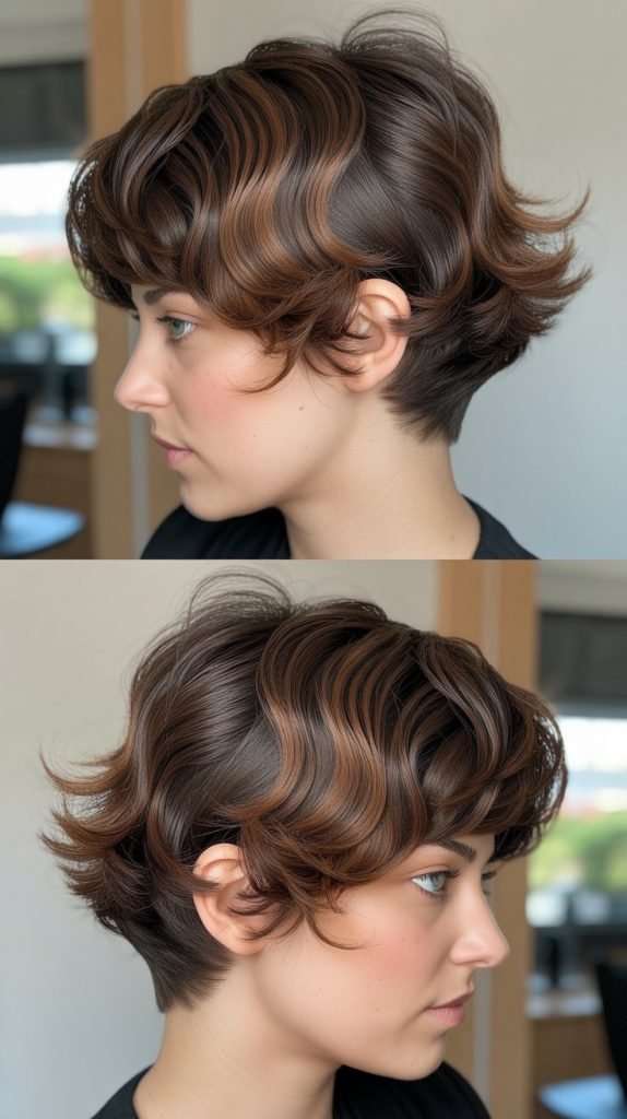 Heavily Layered Wavy Pixie Cut