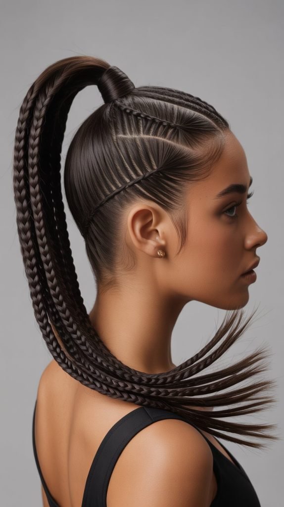 High Ponytail with Side Sweep