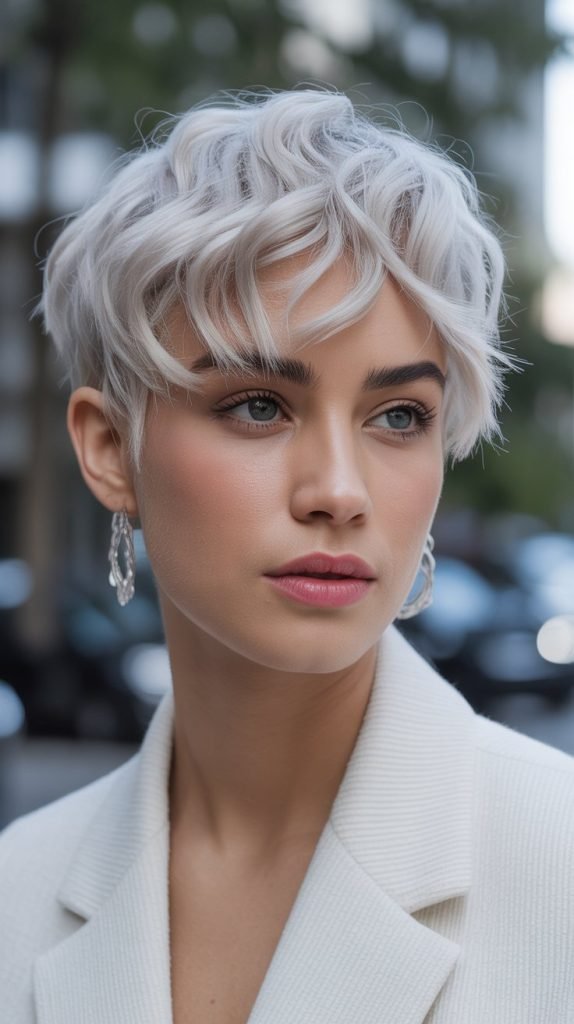 Platinum Blonde Wavy Pixie
