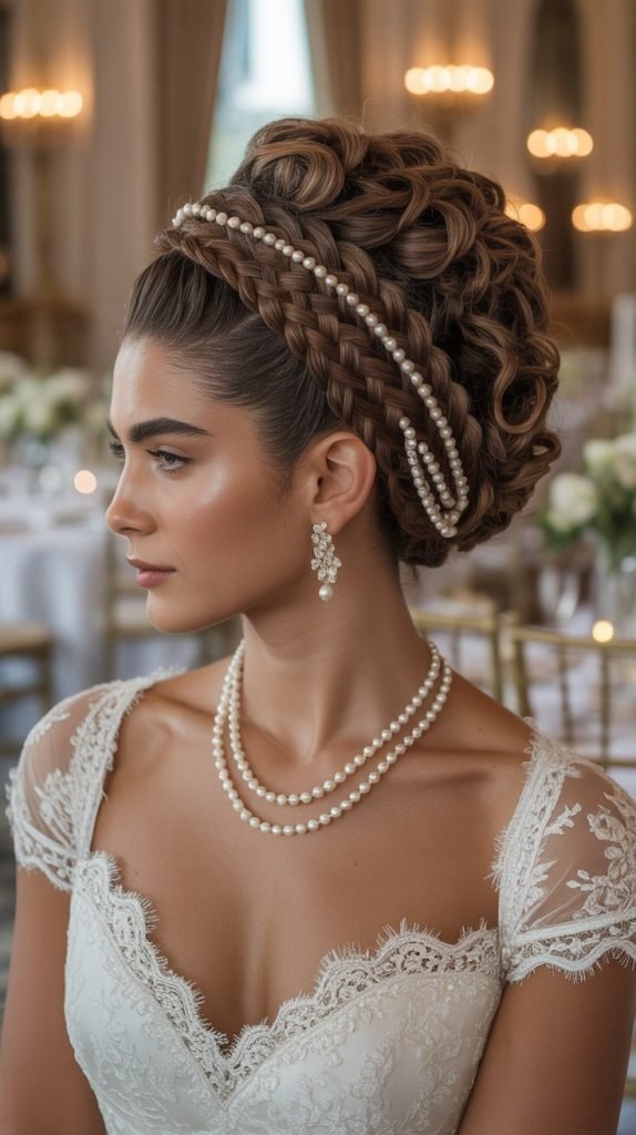 Intricate Braided Updo with Pearls