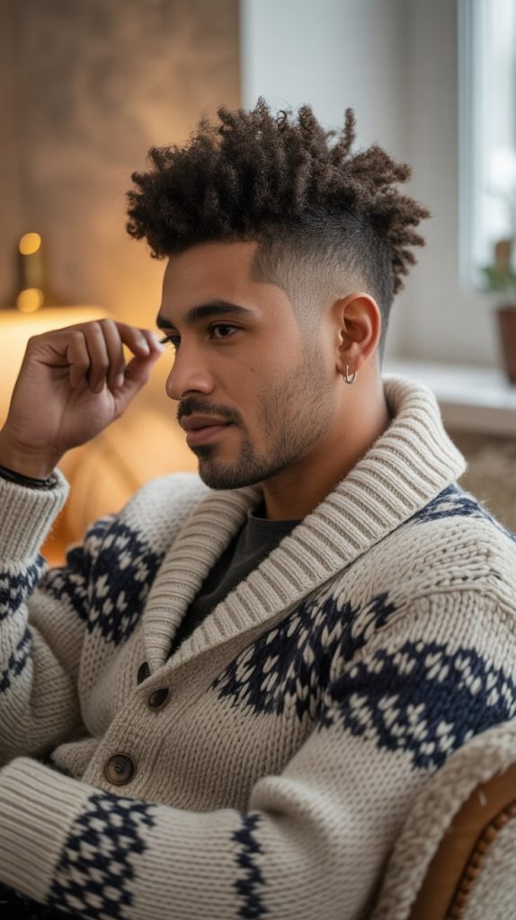 Curly Top with Faded Sides