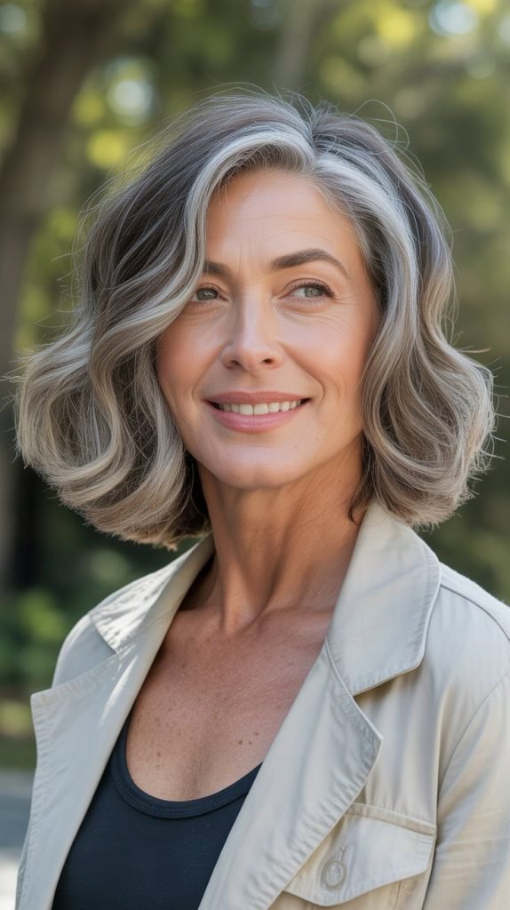 Layered Shoulder-Length Wavy Bob