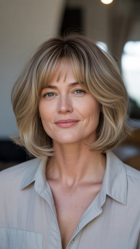  Layered Lob with Curtain Bangs