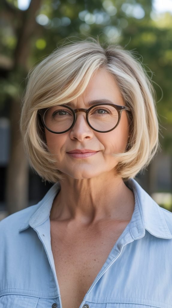 Stacked Bob with Angular Lines