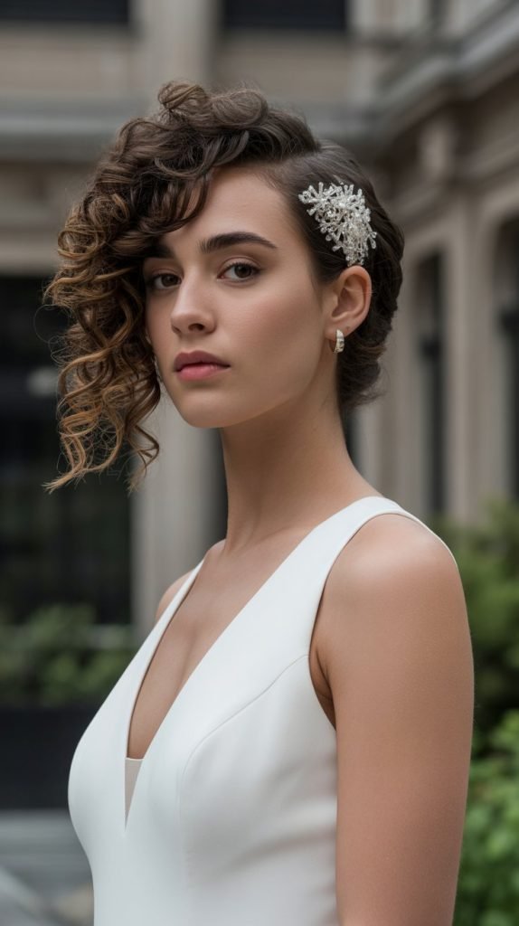 Asymmetrical Curly Updo