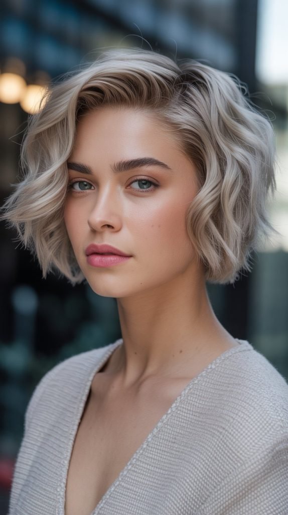Smoky Blonde Wavy Pixie