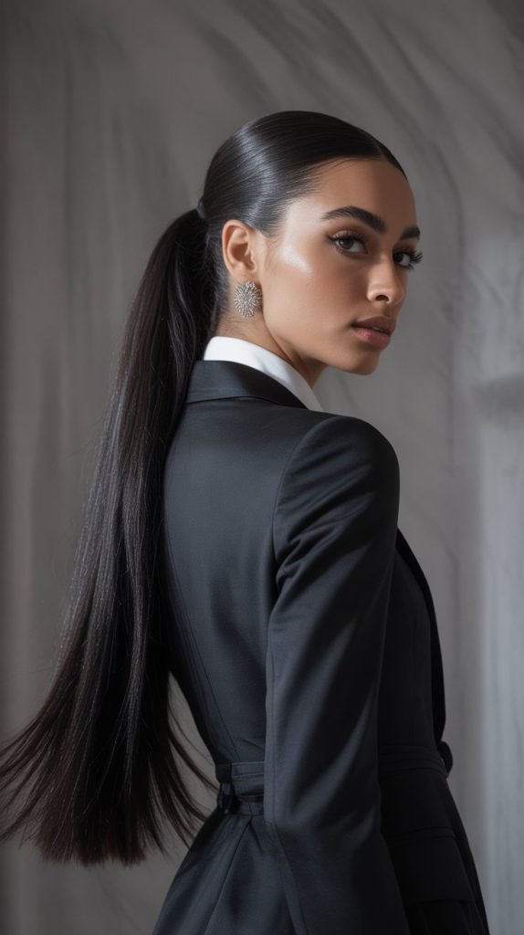 Obsidian Black Sleek Ponytail