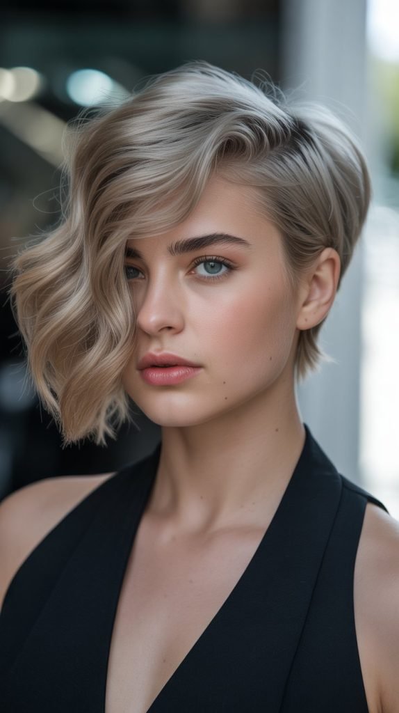 Side-Swept Wavy Pixie