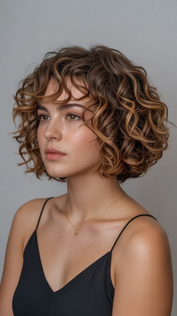 Color-Enhanced Curly French Bob