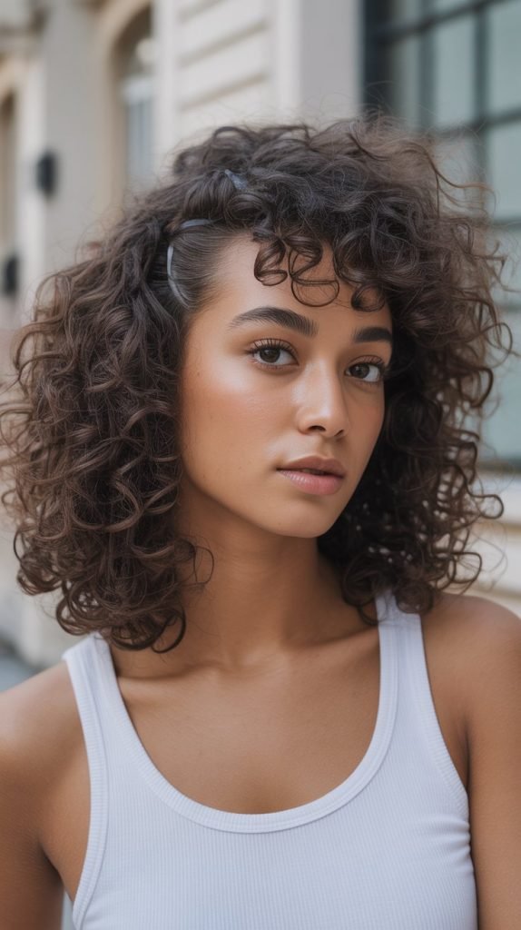 Side Part with Curly Edge Textures