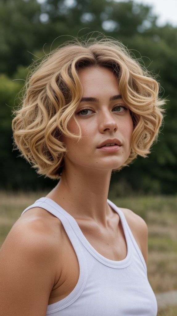 . Wheat Blonde Wavy Pixie
