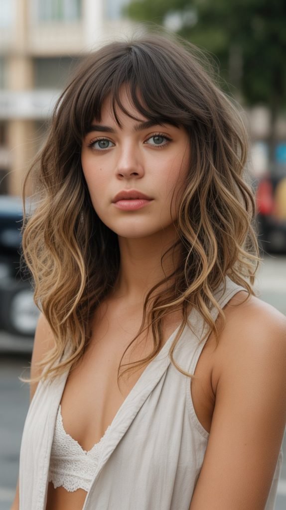 Piecey Bangs with Tousled Waves