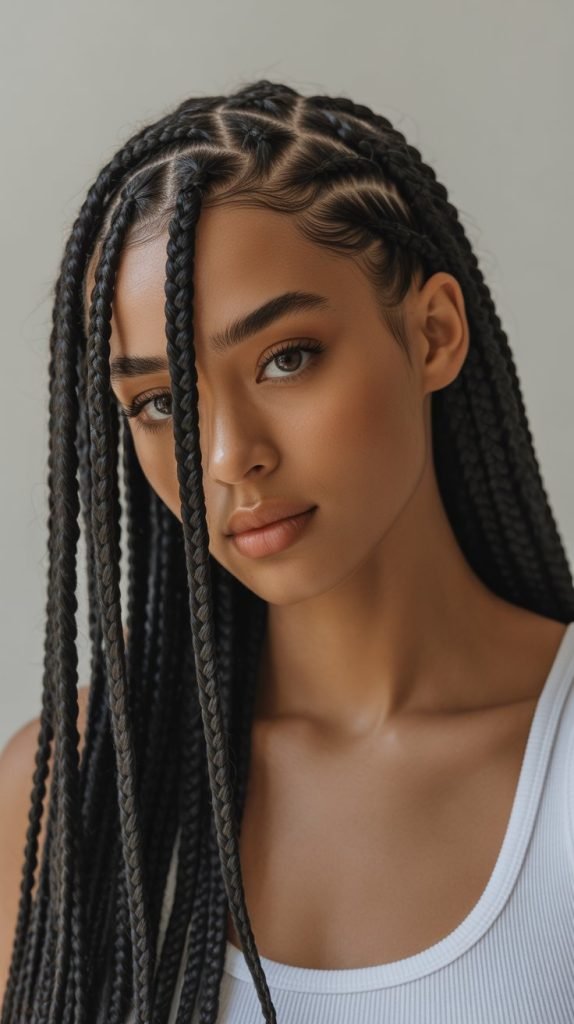  Side Part with Natural Hair Blending