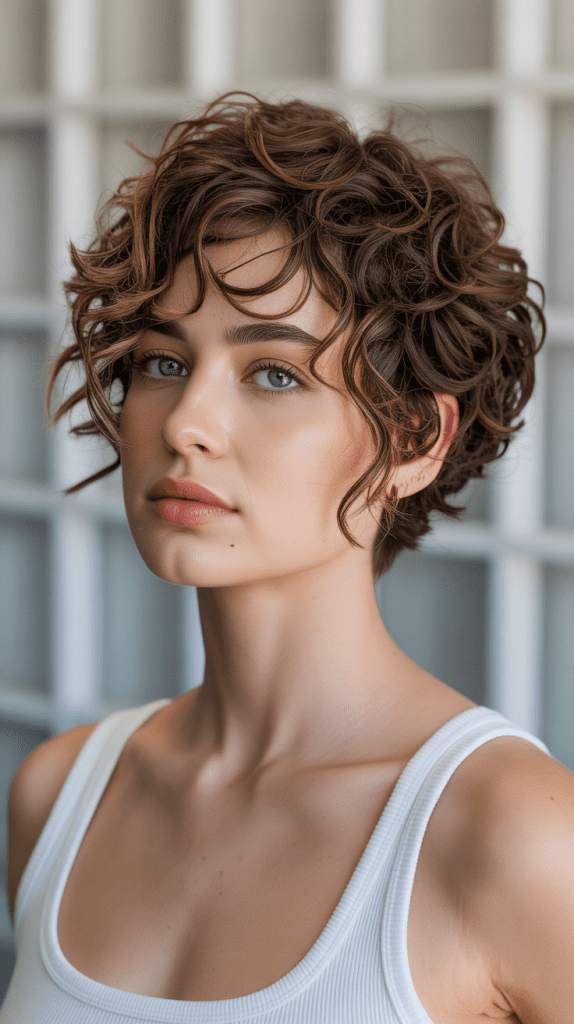 Messy Curly Pixie with Defined Chaos