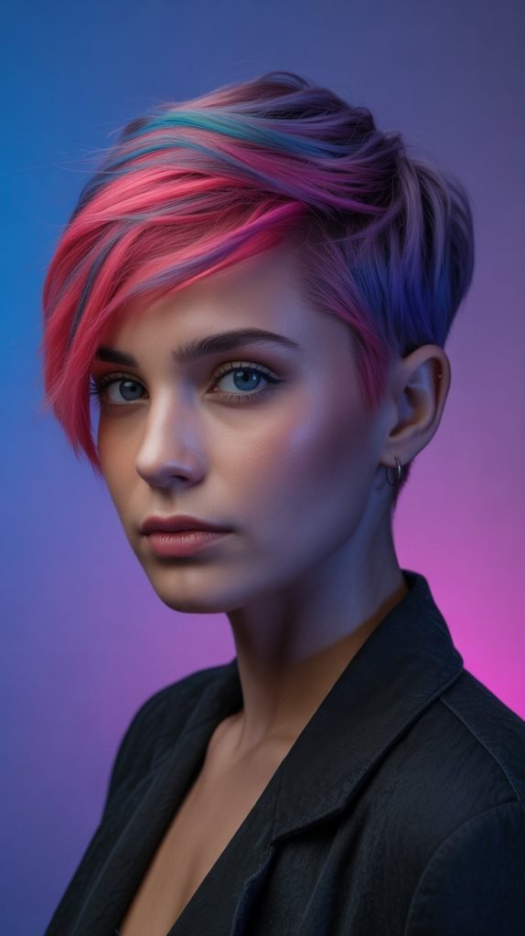 Pixie with Colored Streaks