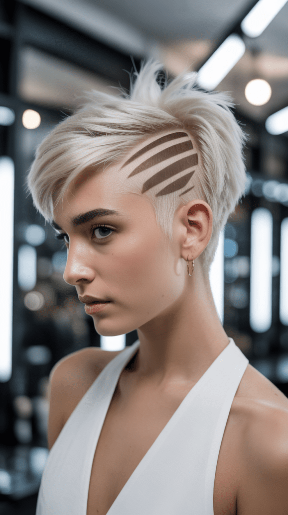 Platinum Pixie with Multiple Undercut Sections
