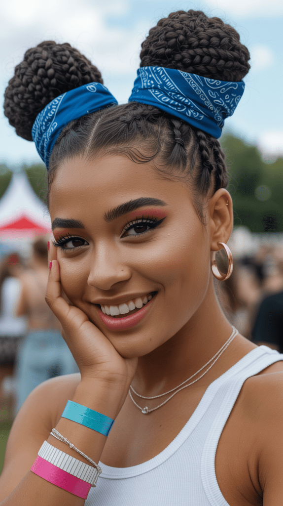 Bandana-Wrapped Space Buns