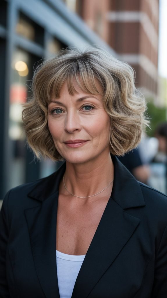 Wavy Bob with Graduated Bangs