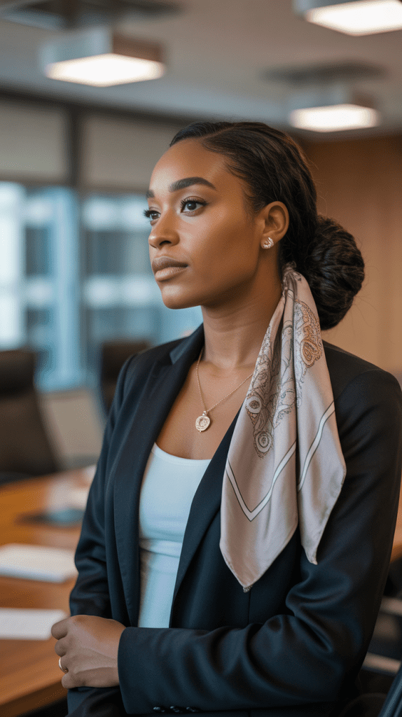 Low Chignon with Silk Bandana Drape