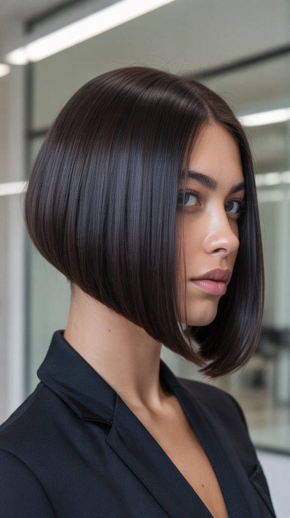 Sleek and Straight Stacked Inverted Bob