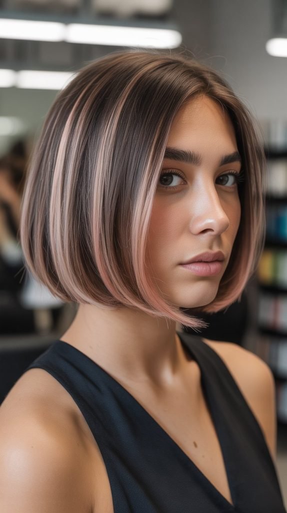 Graduated Bob with Color Highlights