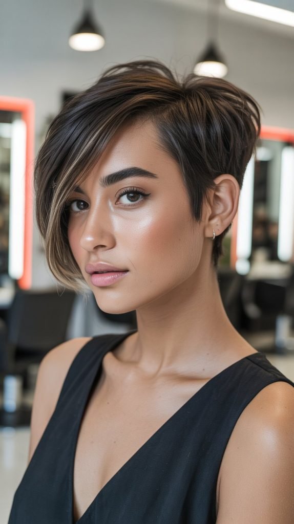 Asymmetrical Pixie with Side-Swept Bangs