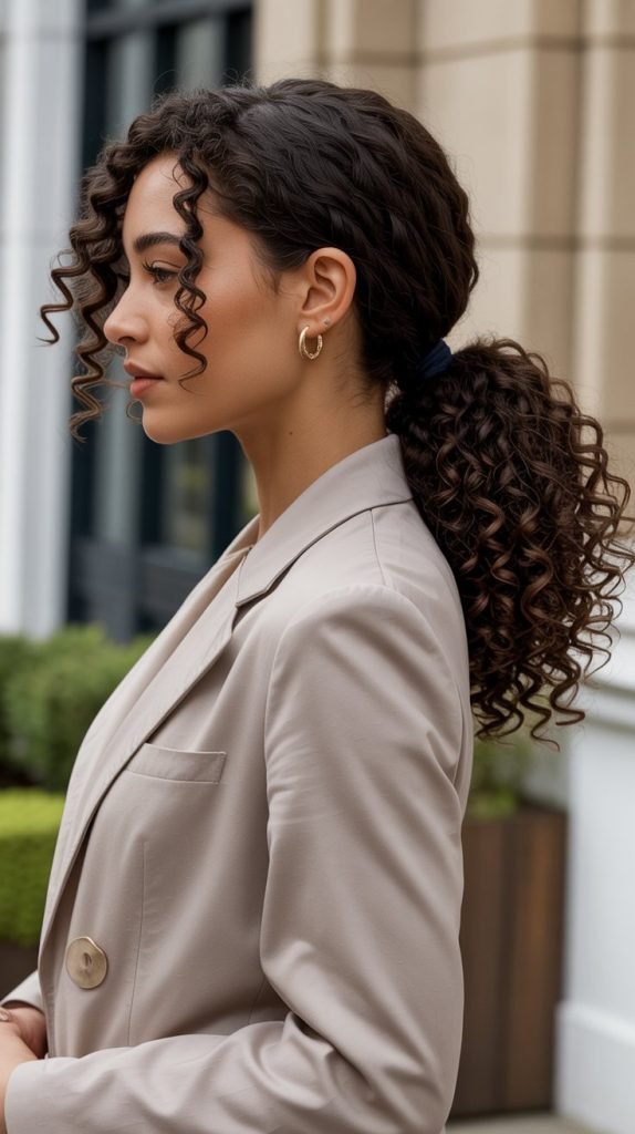Twisted Low Ponytail with Curl Bounce