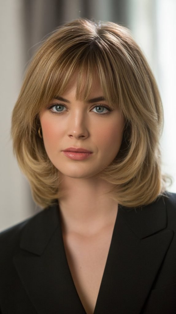 Chin-Length Layers with Bangs