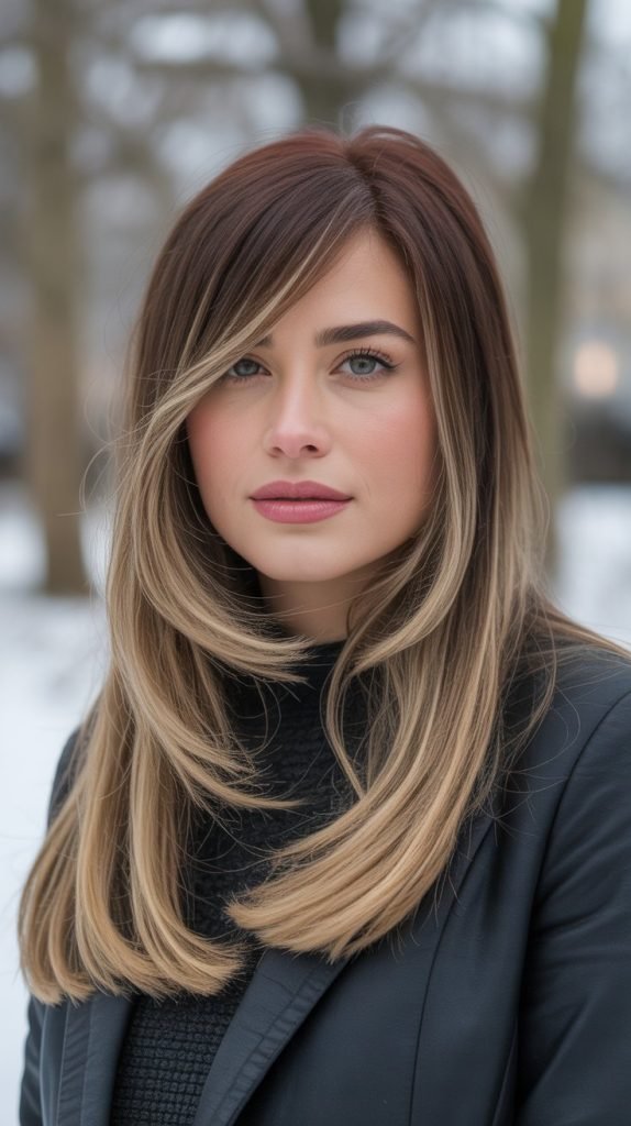Classic Long Layers with Side Bangs