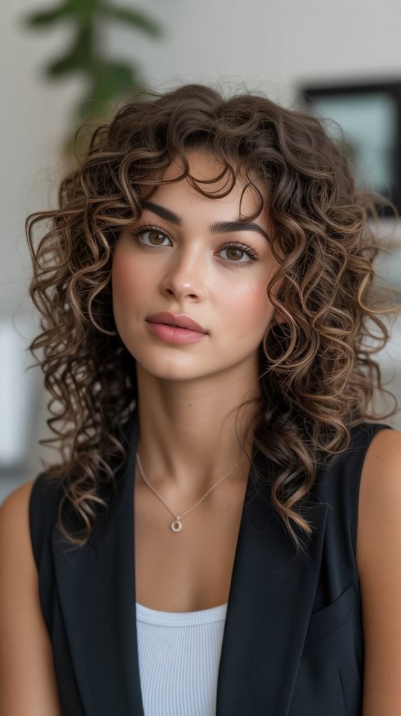 Rich Chocolate Balayage for Tight Curls