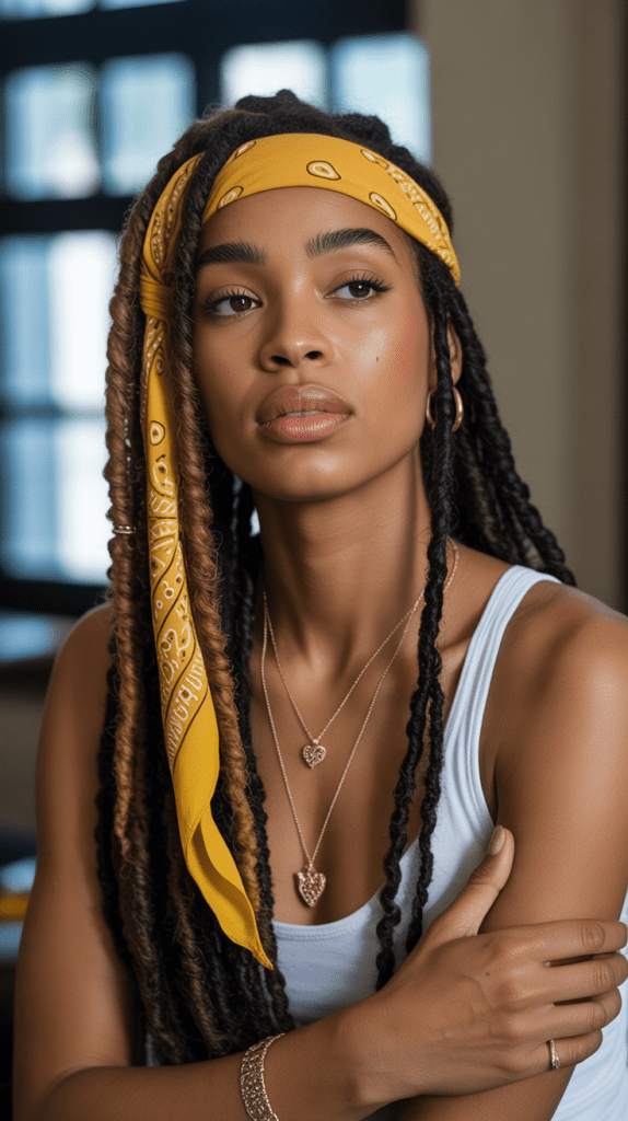 Goddess Locs with Bandana Embellishment