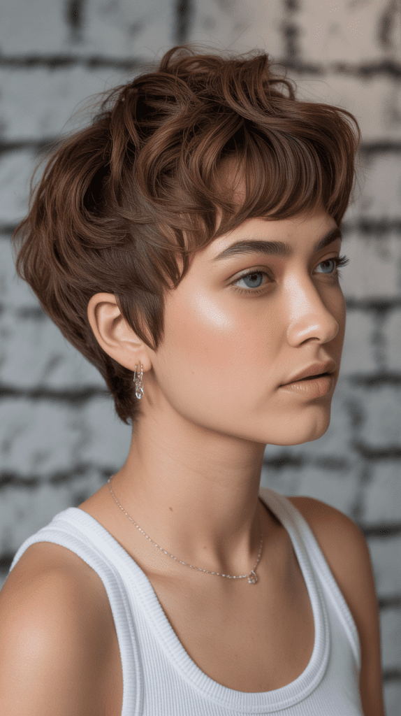 Razor-Cut Wavy Pixie for Thick Hair