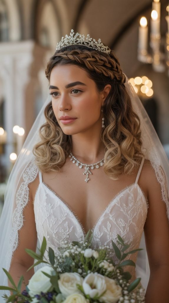  Braided Crown with Loose Waves